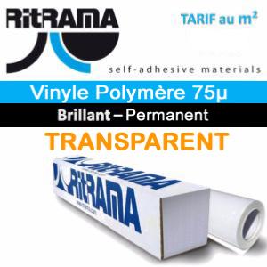 Polymère RI-JET 75µ Plastification transparent Brillant 137cm x 1 ML (Prix M²)