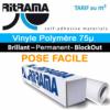 Polymère RI-JET 75µ Blanc Brillant colle grise Pose Facile 137 cm x 1 ML (Prix M²)