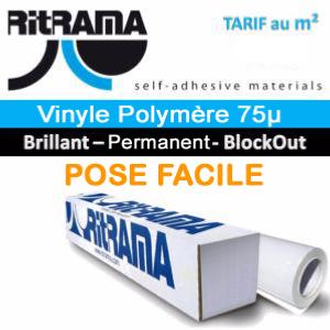 Polymère RI-JET 75µ Blanc Brillant colle grise Pose Facile 160cmx1 ML (Prix M²)