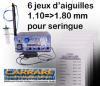 6 jeux d’aiguilles 1.10=>1.80 mm pour seringue 